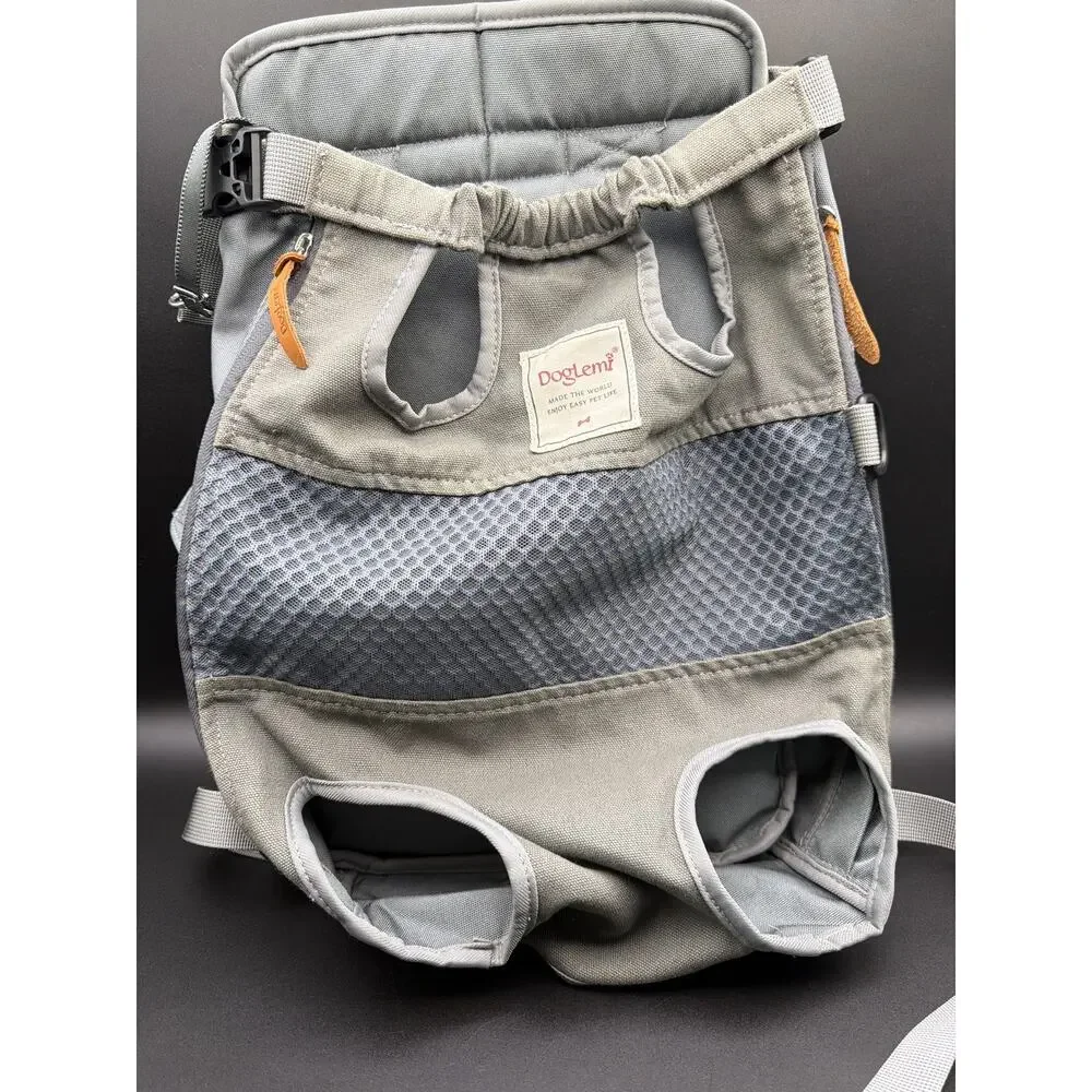 Doglemi Dog Carrier Backpack Gray Mesh Pet Travel Backpack Medium NWOT